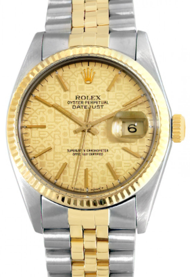 Rolex 16013 Yellow Gold & Steel on Jubilee, Fluted Bezel Champagne Jubilee with Gold Index