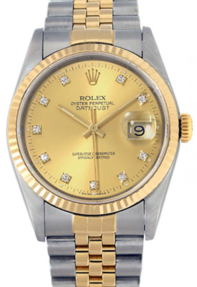 Pre-Owned Rolex Datejust 16233 with Diamonds Gold & Steel