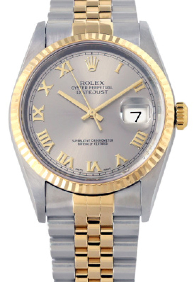 Rolex 16233 Yellow Gold & Steel on Jubilee, Fluted Bezel Steel with Gold Roman