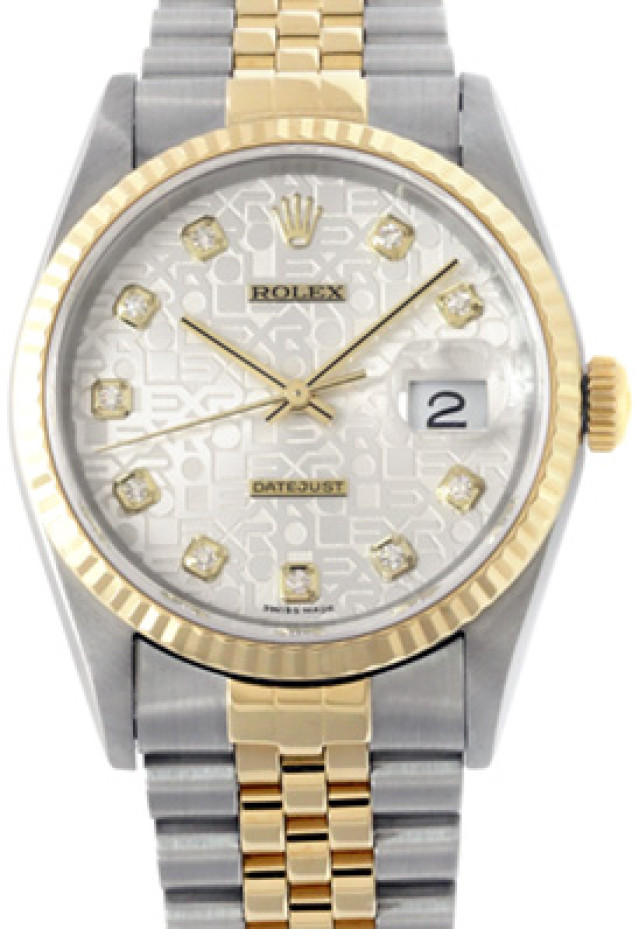 Rolex 16233 Yellow Gold & Steel on Jubilee, Fluted Bezel Jubilee Steel Diamond Dial