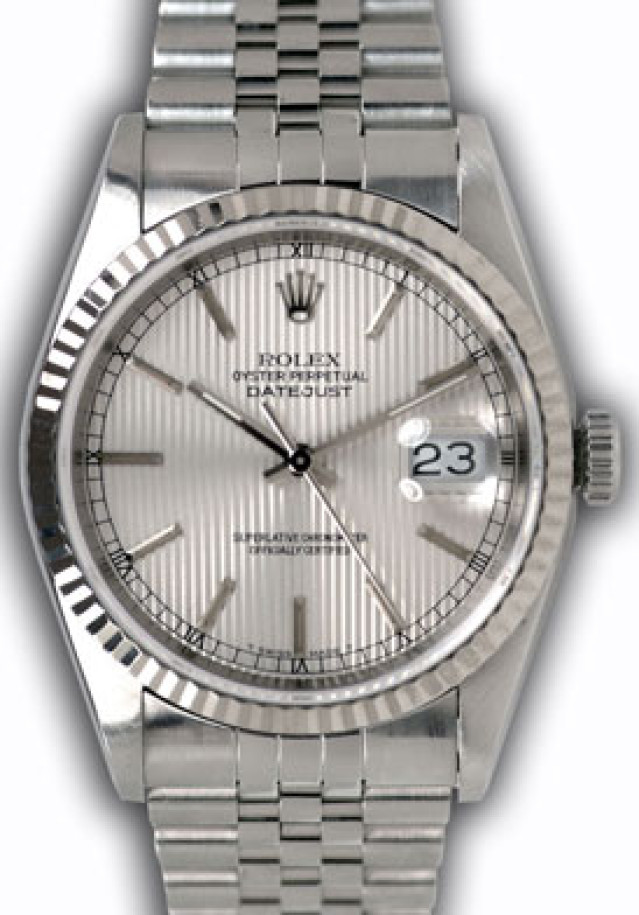 Rolex 16234 White Gold & Steel on Jubilee Steel Tapestry with Silver Index & Black Roman
