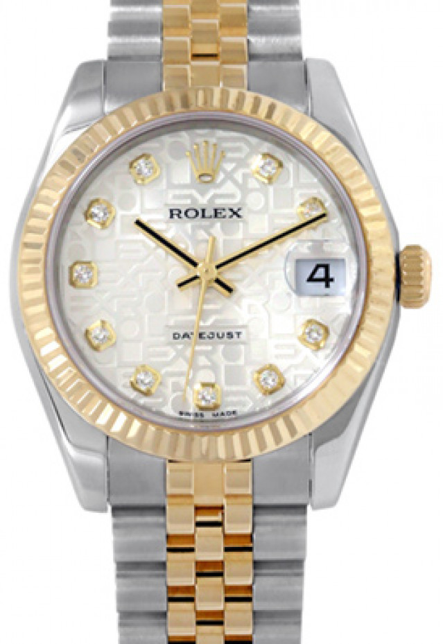 Rolex 178273 Yellow Gold & Steel on Jubilee, Fluted Bezel Steel Diamond Dial