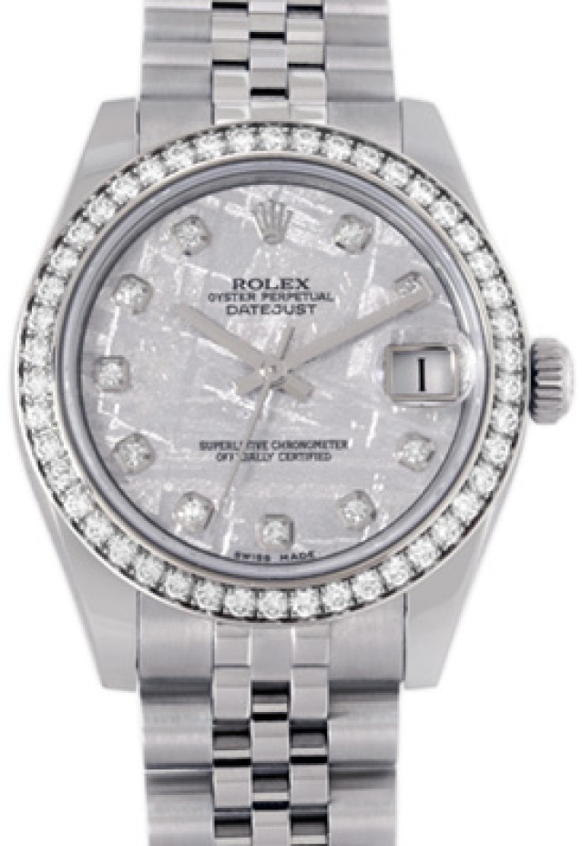 Rolex 178384 White Gold & Steel on Jubilee, Diamond Bezel Meteorite Steel Diamond Dial