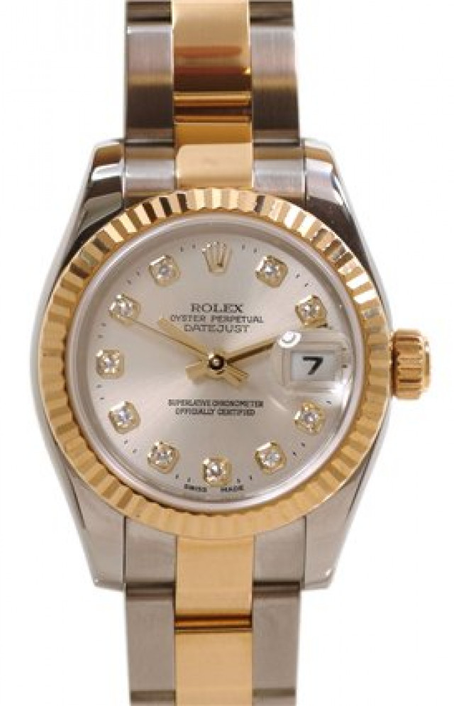 Rolex 179173 Yellow Gold & Steel on Oyster, Fluted Bezel Steel Diamond Dial