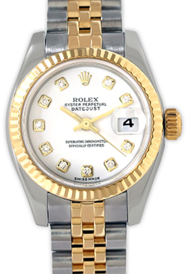 Rolex 179173 Yellow Gold & Steel on Jubilee, Fluted Bezel White Diamond Dial