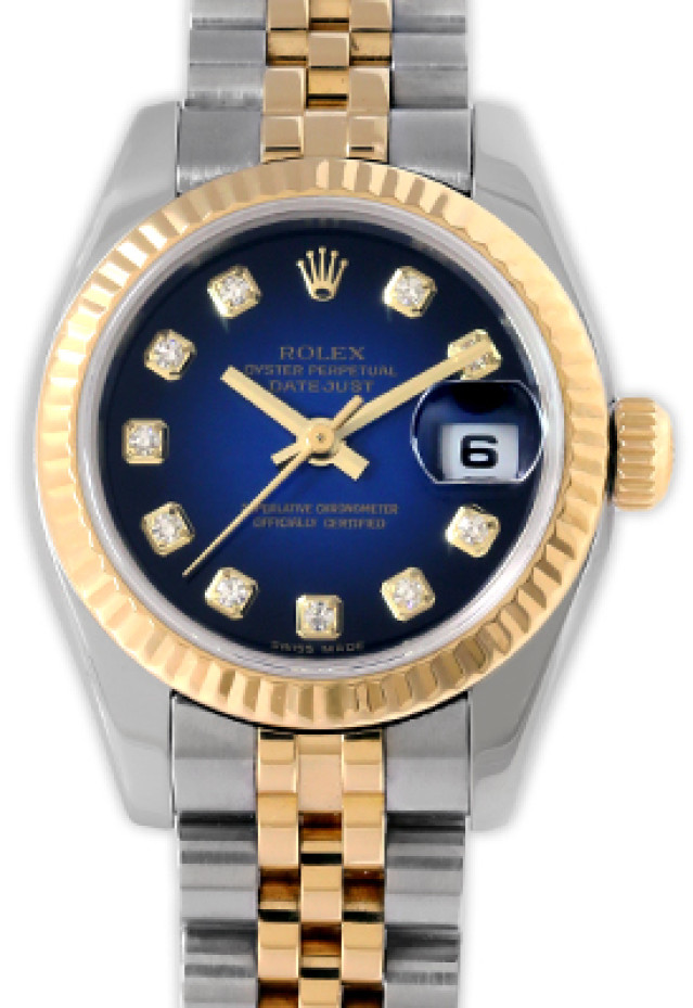 Rolex 179173 Yellow Gold & Steel on Jubilee, Fluted Bezel Vignette Diamond Dial