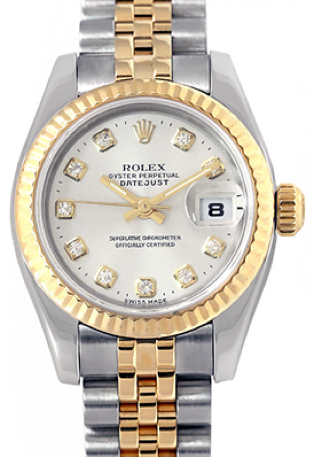 Rolex 179173 Yellow Gold & Steel on Jubilee, Fluted Bezel Rolex Steel Diamond Dial