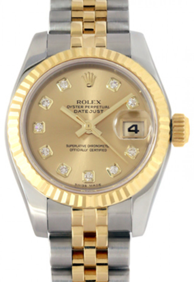 Rolex 179173 Yellow Gold & Steel on Jubilee, Fluted Bezel Champagne Diamond Dial