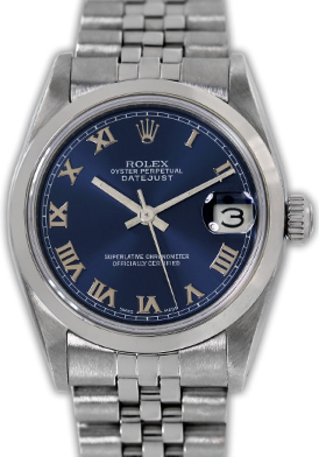 Rolex 68240 Steel on Jubilee, Smooth Bezel Blue with Silver Roman