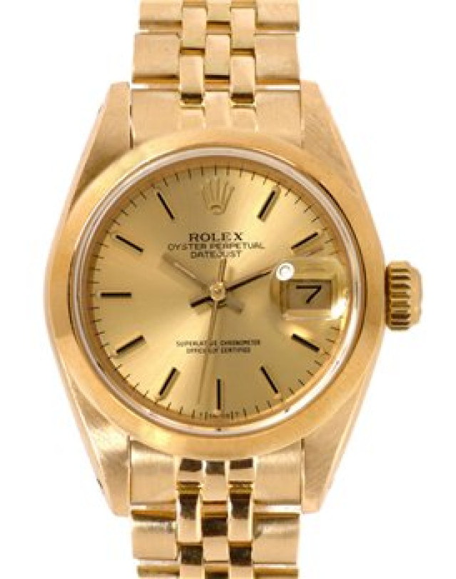 Rolex 68278 Yellow Gold on Jubilee, Smooth Bezel Champagne with Gold Index