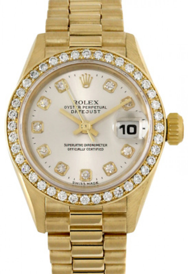 Rolex 69138 Yellow Gold on President, Diamond Bezel Steel Diamond Dial