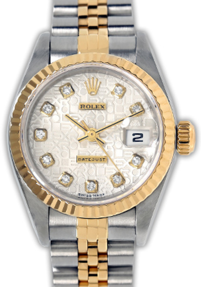 Rolex 69173 Yellow Gold & Steel on Jubilee, Fluted Bezel Jubilee Steel Diamond Dial