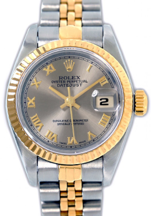 Rolex 69173 Yellow Gold & Steel on Jubilee, Fluted Bezel Rhodium with Gold Roman