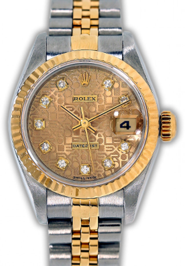 Rolex 69173 Yellow Gold & Steel on Jubilee, Fluted Bezel Jubilee Champagne Diamond Dial