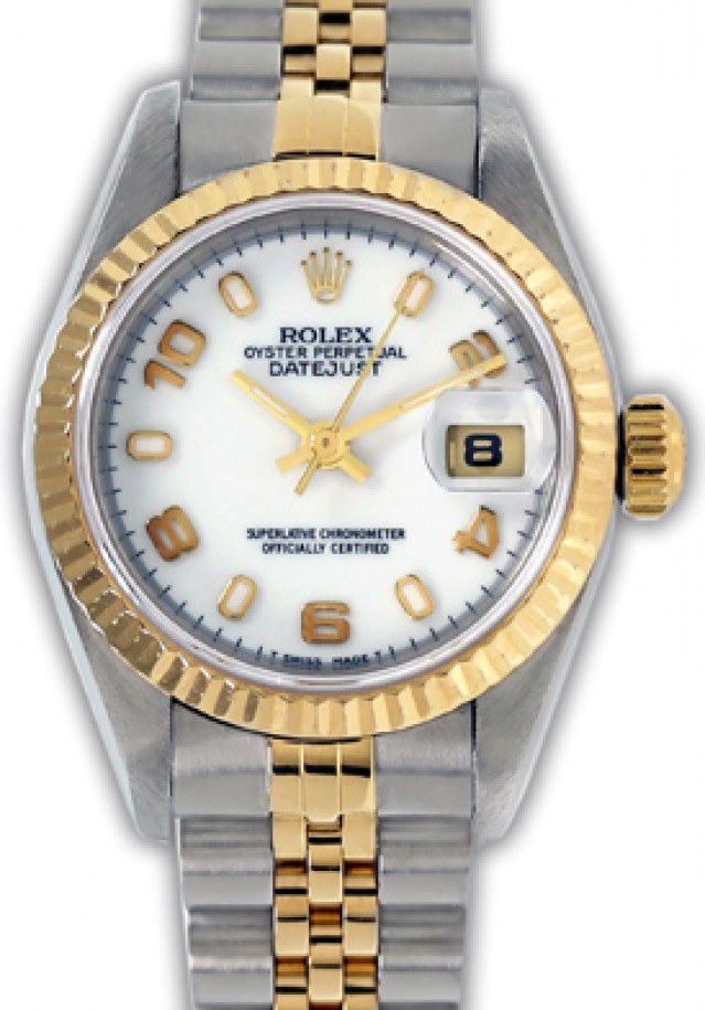 Rolex 69173 Yellow Gold & Steel on Jubilee, Fluted Bezel White with Luminous Index & Gold Arabic