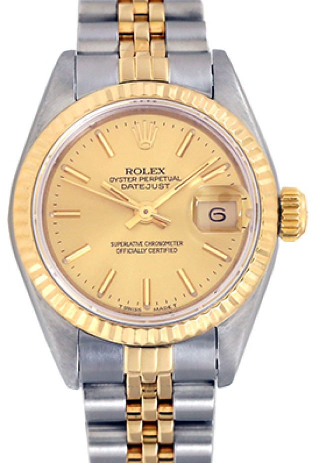 Rolex 69173 Yellow Gold & Steel on Jubilee, Fluted Bezel Champagne with Gold Index