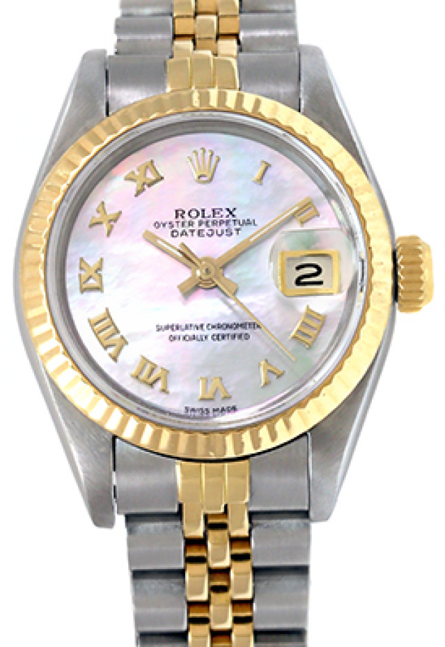 Rolex 69173 Yellow Gold & Steel on Jubilee, Fluted Bezel Ivory Jubilee with Gold Roman