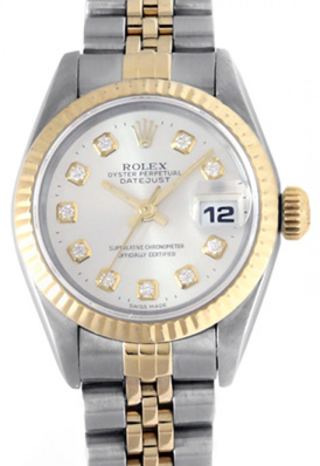 Rolex 69173 Yellow Gold & Steel on Jubilee, Fluted Bezel Steel Diamond Dial