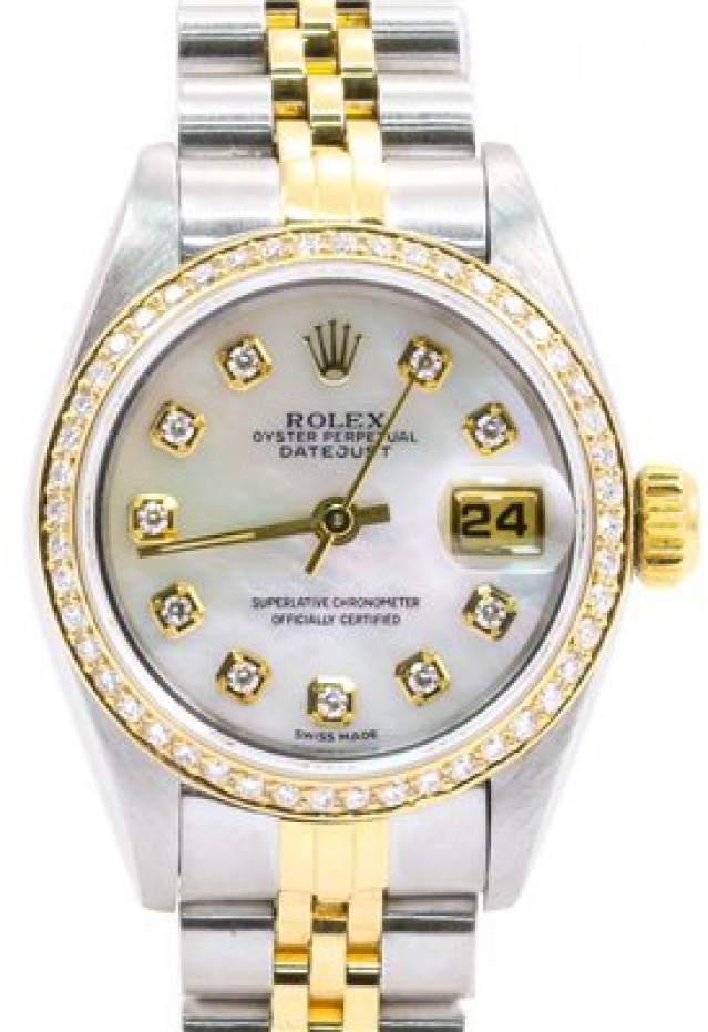 Rolex 69173 Yellow Gold & Steel on Jubilee, Diamond Bezel Mother Of Pearl White Diamond Dial
