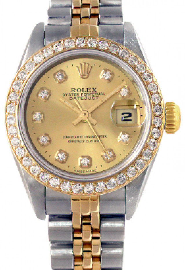 Rolex 69173 Yellow Gold & Steel on Jubilee, Diamond Bezel Champagne Diamond Dial