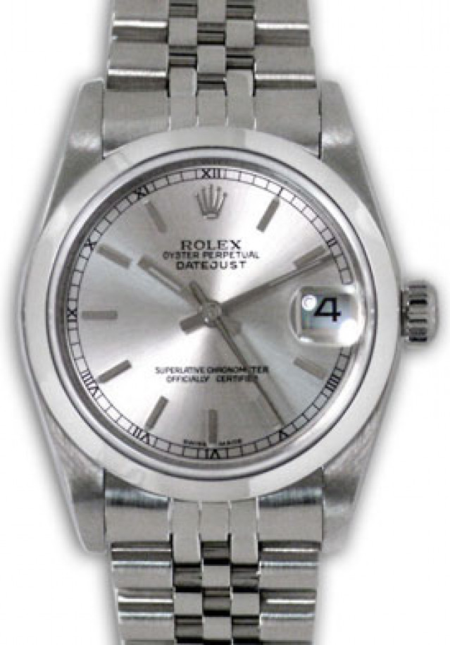 Rolex 78240 Steel on Jubilee, Smooth Bezel Steel with Silver Index & Black Roman