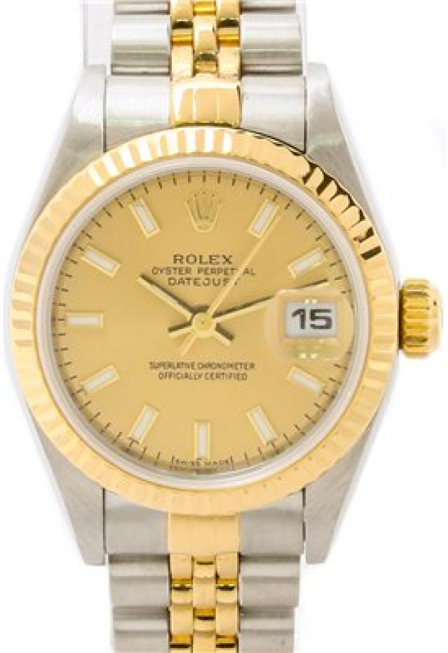 Rolex 79173 Yellow Gold & Steel on Jubilee, Fluted Bezel Champagne with Luminous Index