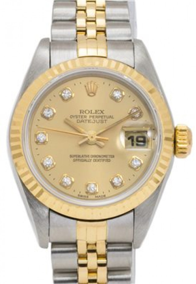 Rolex 79173 Yellow Gold & Steel on Jubilee, Fluted Bezel Champagne Diamond Dial
