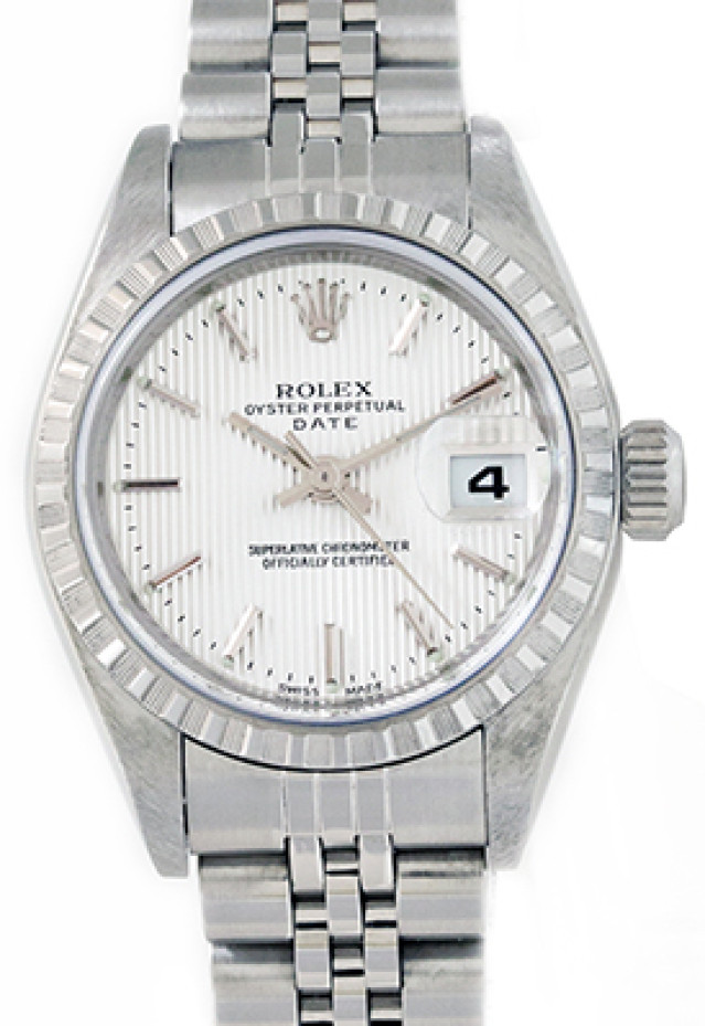 Rolex 79240 Steel on Jubilee, Finely Engine Turned Bezel Steel Tapestry with Silver Index