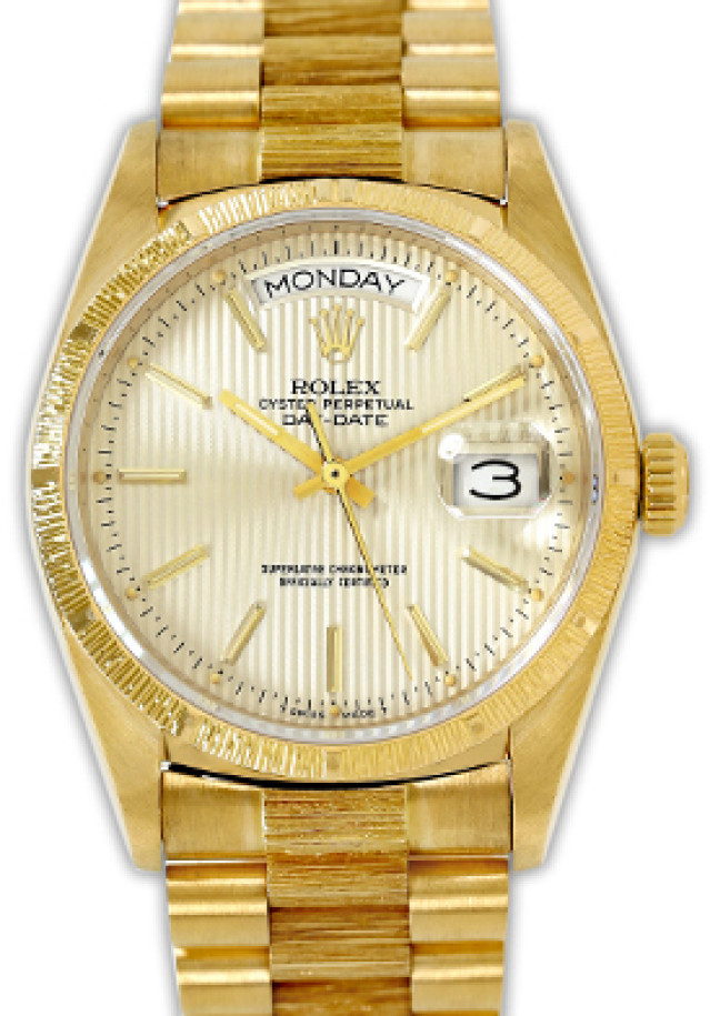 Pre-Owned Rolex Day-Date 18078 with Silver Tapestry Dial