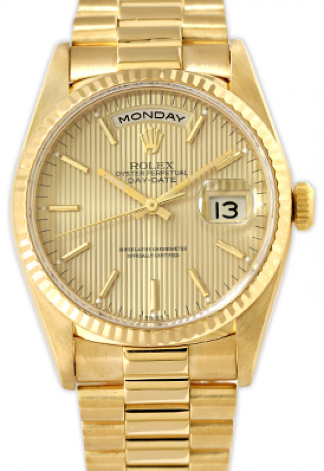 Pre-Owned Rolex Day-Date 18238 with Champagne Tapestry Dial