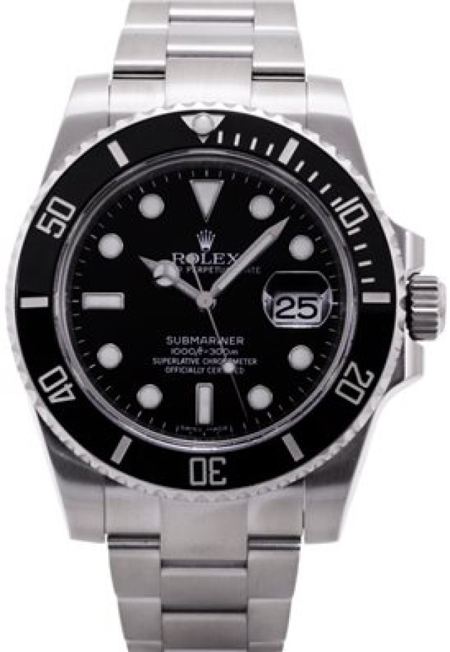 Rolex Submariner 116610 40 mm with Luminous Dots & Index On Steel on Black
