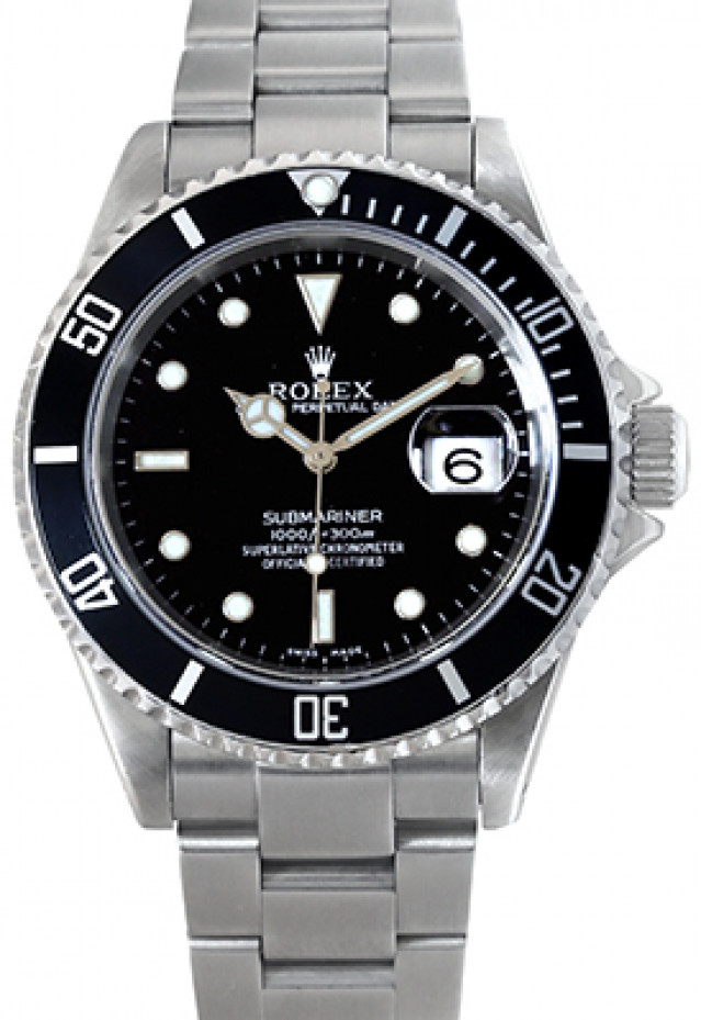 Rolex Submariner 16610 Black 2001 With Black Dial
