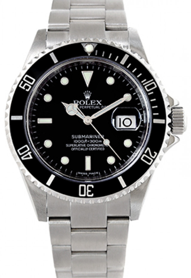 Used Black Rolex Submariner 16610 T Steel