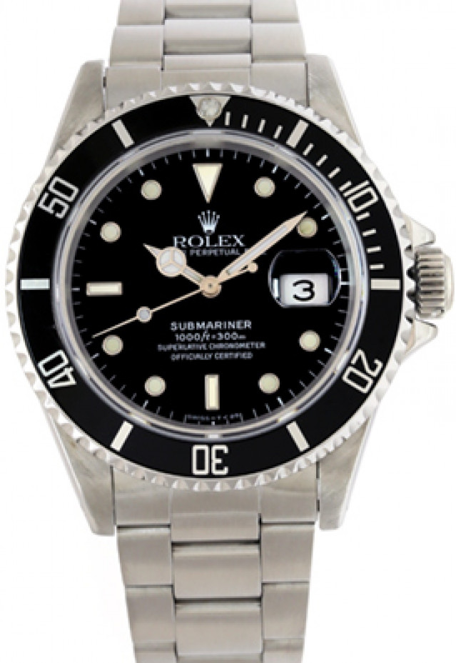 Rolex Submariner 16610 Luminous Dots & Index On Steel on Black