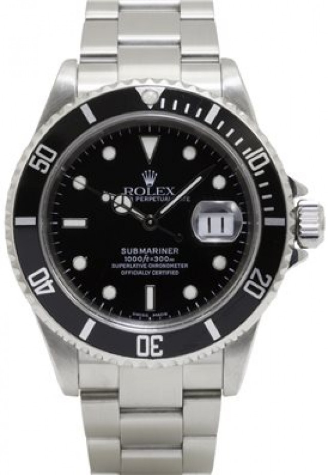 View Stainless Steel & Black Rolex Submariner 16610 40 mm