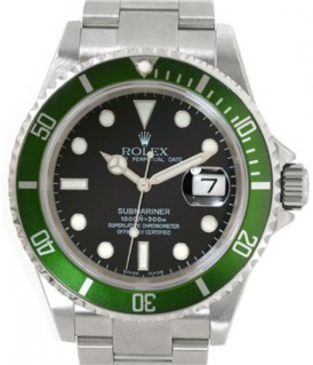 Rolex 16610 Green Bezel, Steel on Oyster Black