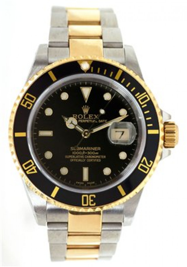 Rolex Submariner 16613 Gold & Steel Black