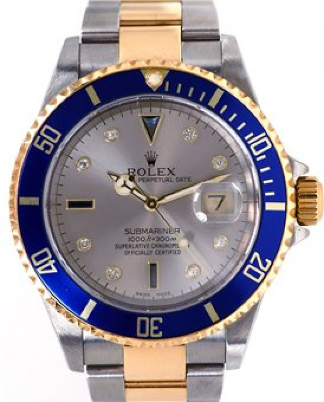 Rolex Submariner 16613 T with Diamonds on Slate Dial