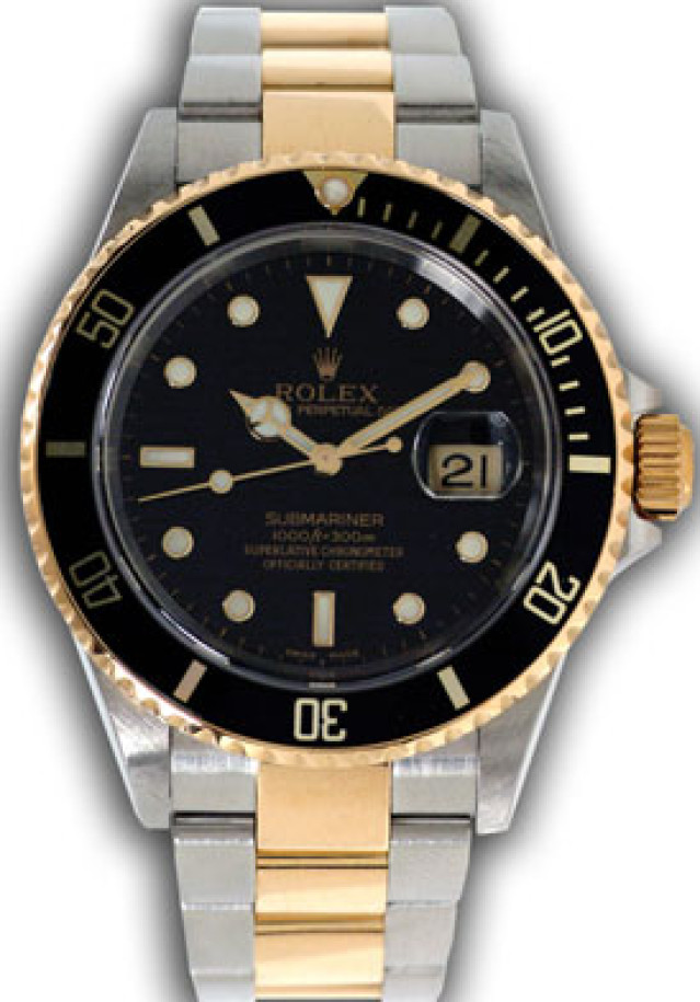 Used Rolex Submariner 16613 T Gold & Steel Black 40 mm