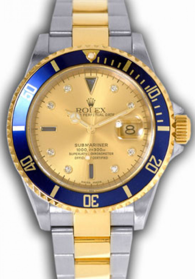 Diamond Rolex Submariner 16613 T Gold & Steel