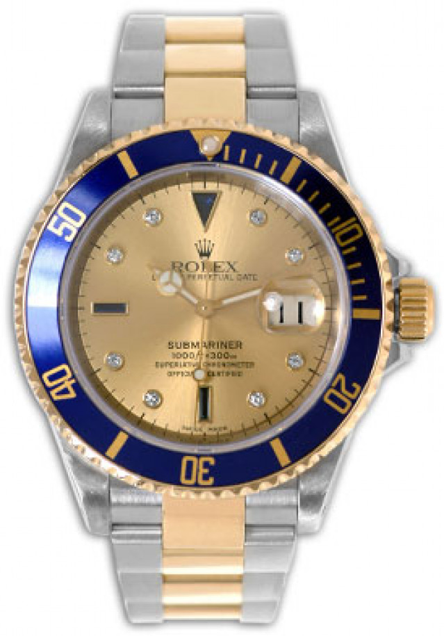 Diamond Rolex Submariner 16613 Gold & Steel