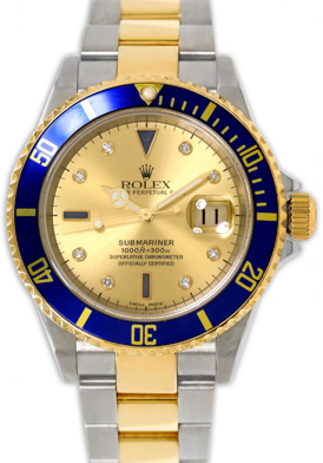 Champagne Diamond Dial Rolex Submariner 16613 T