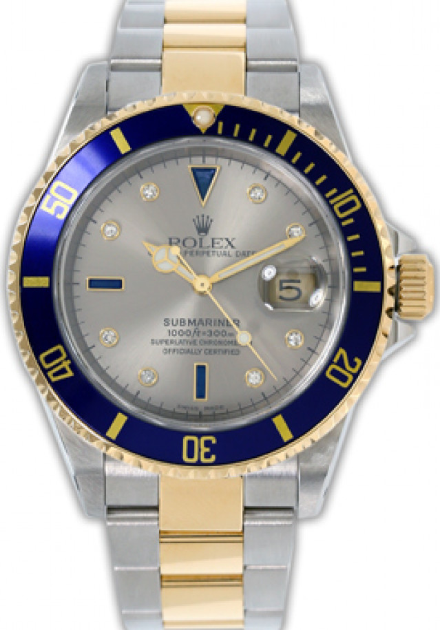 Diamond Rolex Submariner Ref 16613 Two Tone