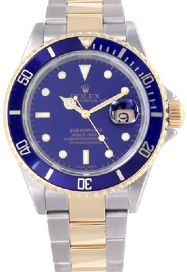 Blue 40 mm Rolex Submariner 16613 Gold & Steel 2003