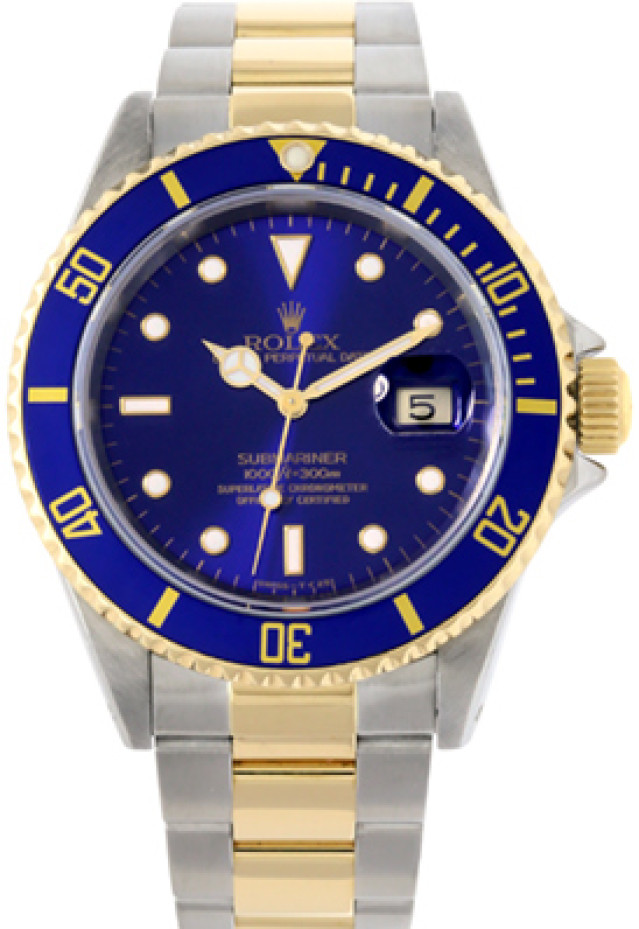 Blue 40 mm Rolex Submariner 16613 Gold & Steel 1997