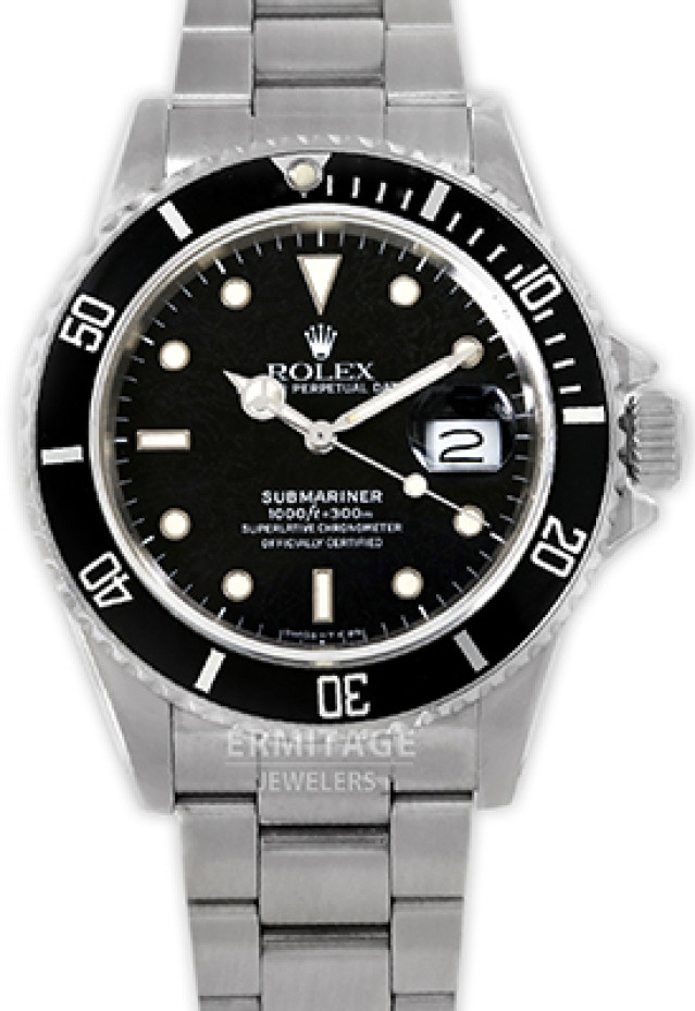 Rolex 168000 Steel on Oyster Black Spiderweb with Luminous Dots & Index On Steel