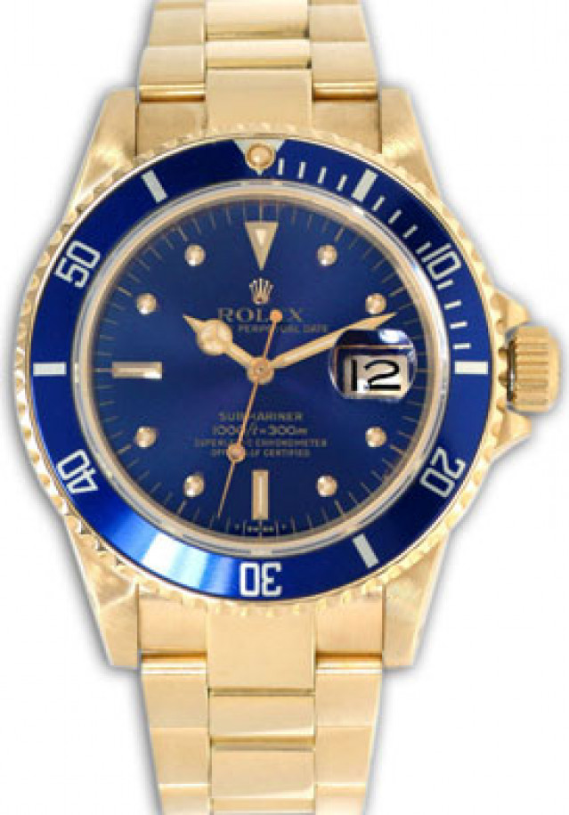 Rolex 16808 Yellow Gold on Oyster Blue Nipple