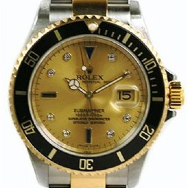 Rolex Submariner 16613 T with Diamonds on Champagne Dial