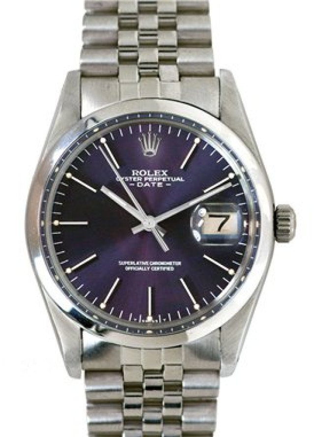 Rolex 15000 Steel on Jubilee, Smooth Bezel Purple with Silver Index