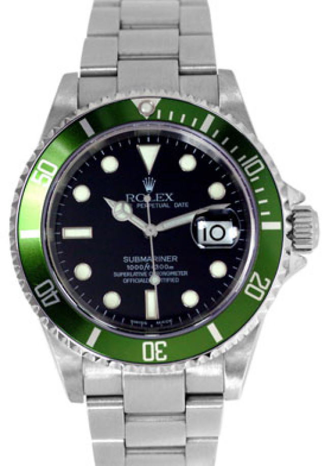 2004 Rolex Submariner 16610LV with Green Bezel